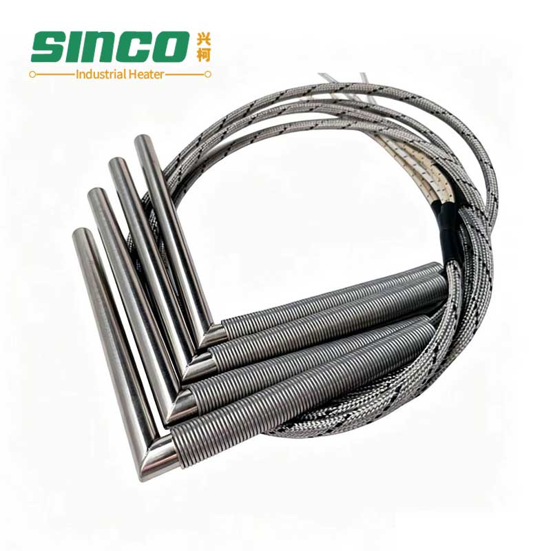 L Shape Cartridge Heater Rod Heating Element with Metal Braid Lead Wire