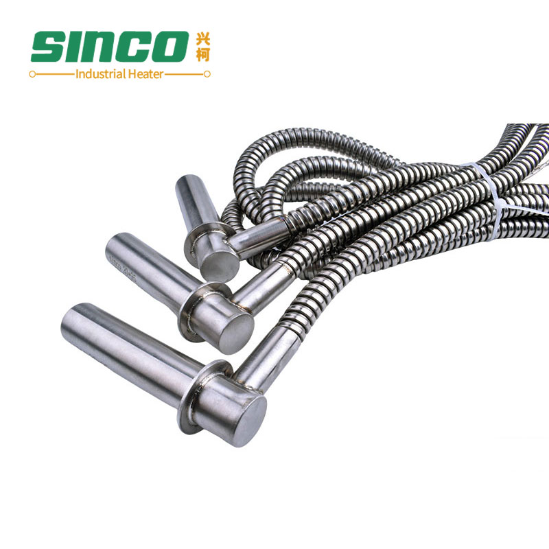 Right Angle L Shape Cartridge Heater with Stainless Steel Hose Lead Wire